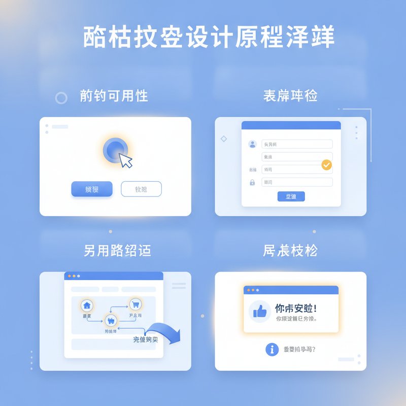 网站交互设计原则:按钮、表单、用户路径与反馈机制示意