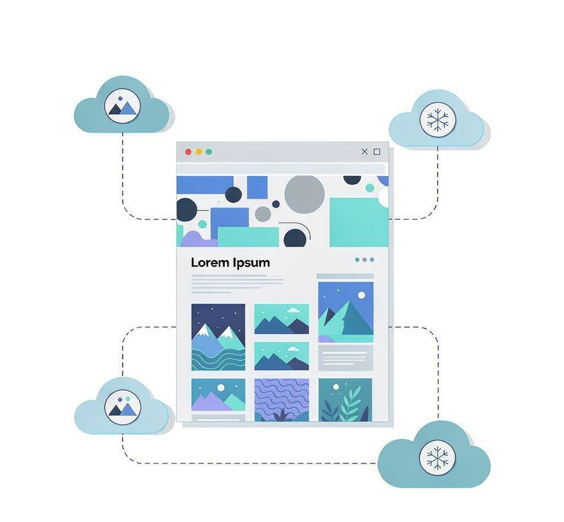 建站图片存储方案：图床与云存储示意图